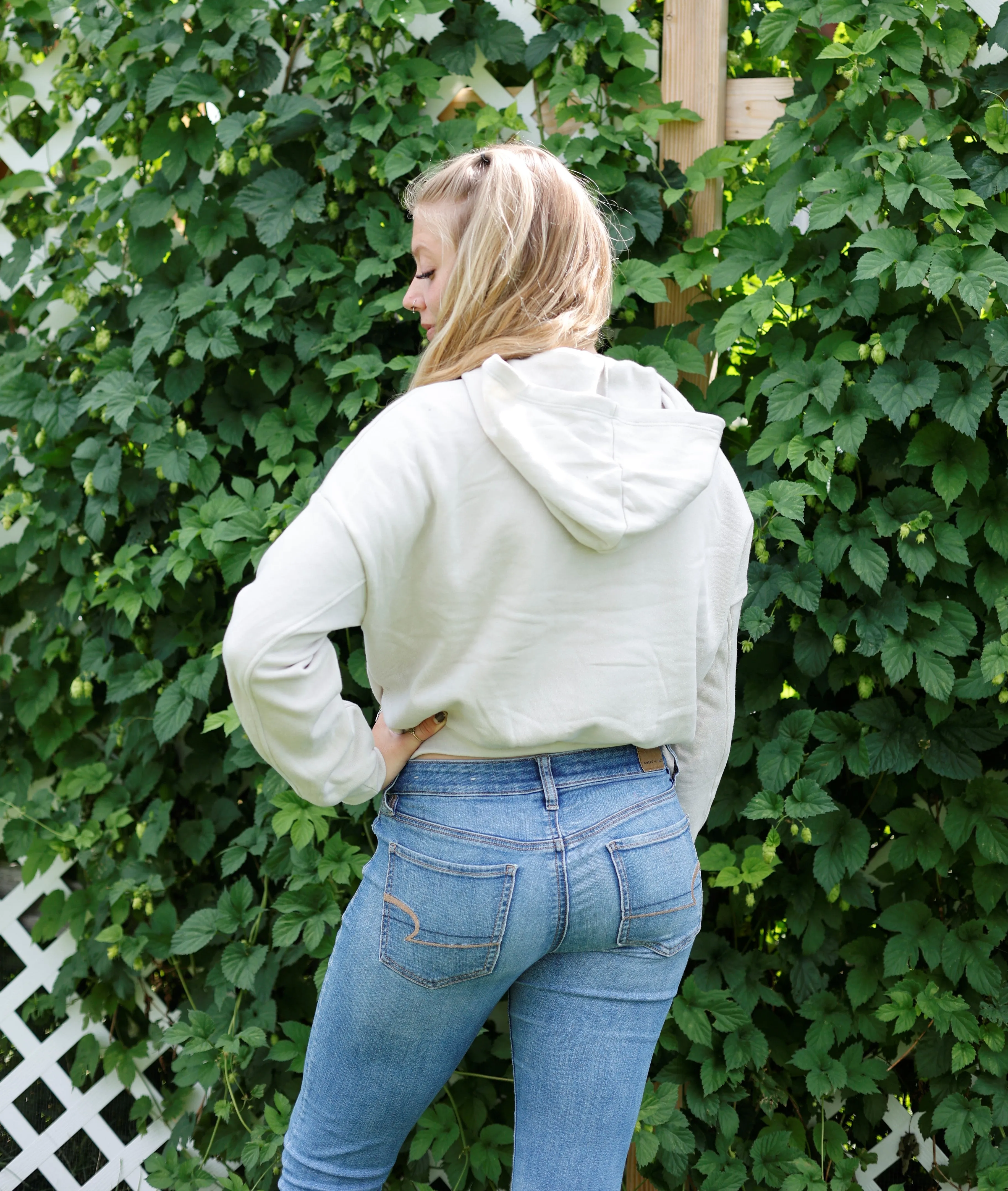 Crop Hoodie - Cream