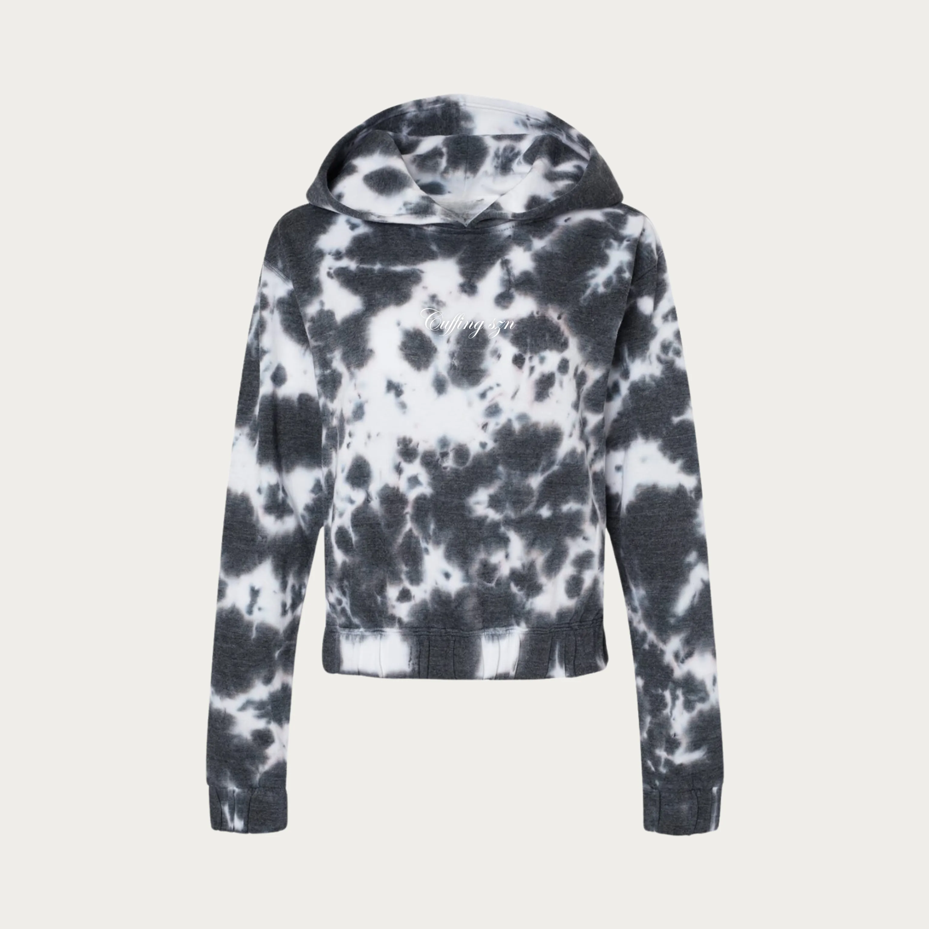 Cuffing Szn Sueded Tie Dye Crop Hoodie