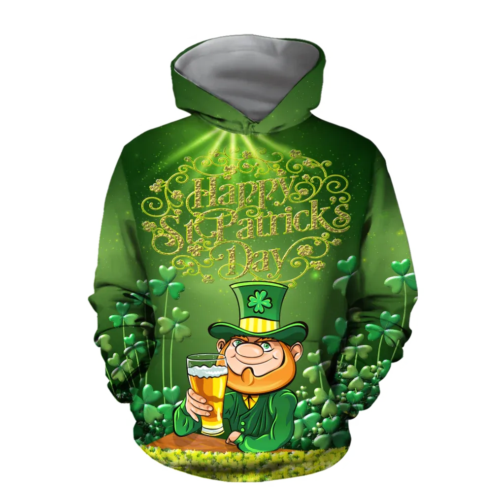 Happy St Patrick's Day Hoodie Sweater All Over Printed Shirt, Let Day Drink Beer Shirt