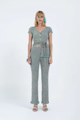 Rib Knit Pant in Blue