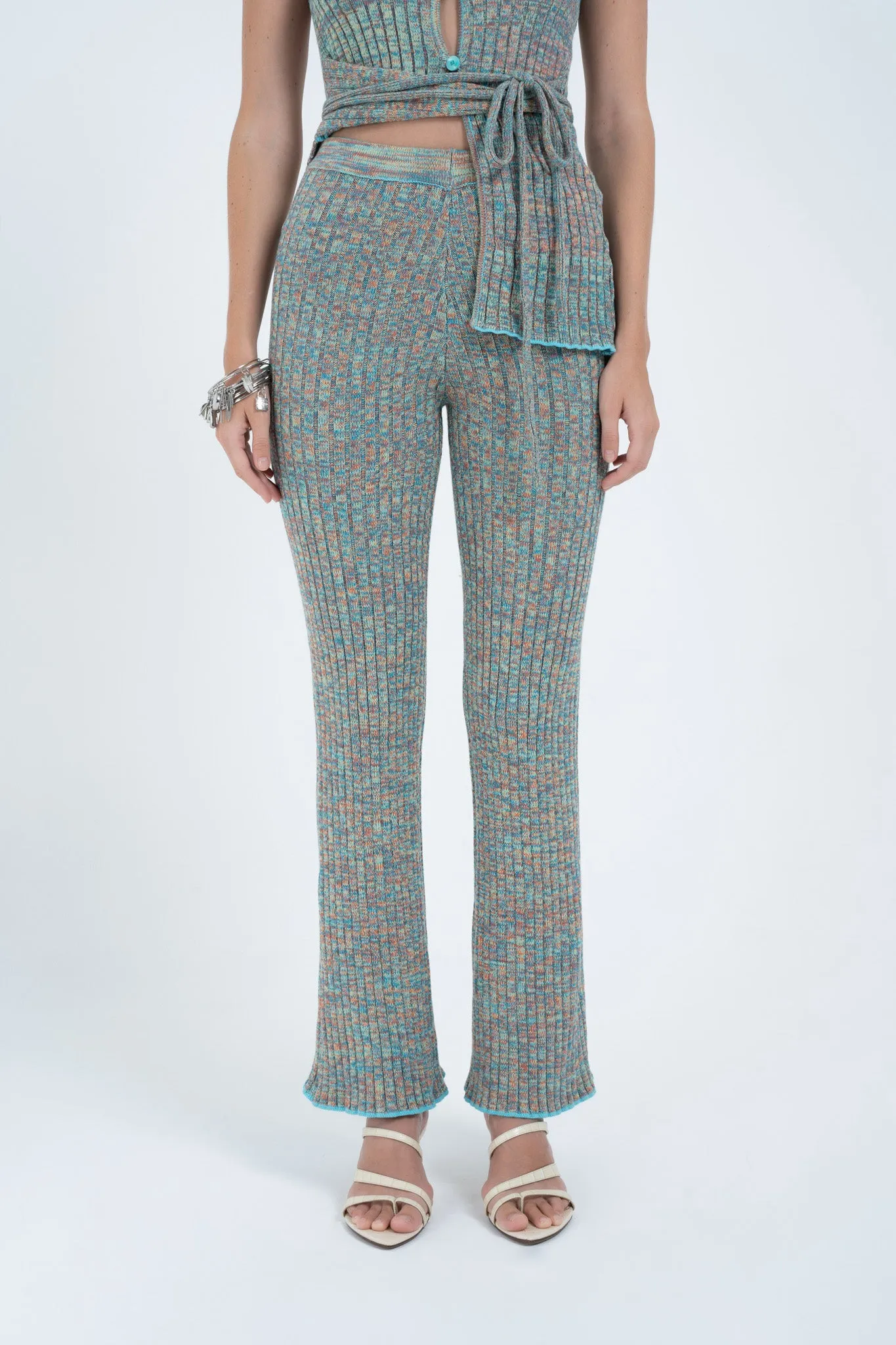 Rib Knit Pant in Blue