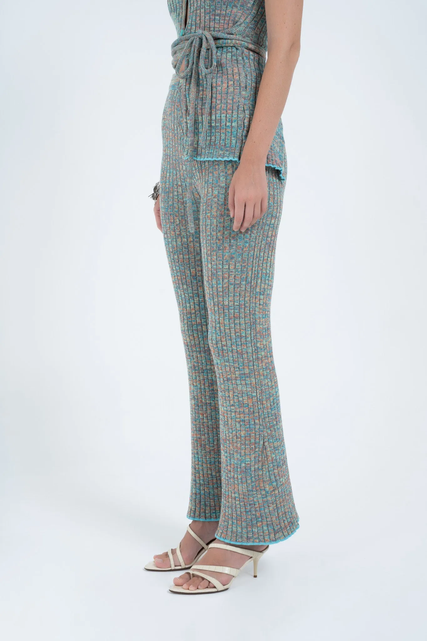 Rib Knit Pant in Blue