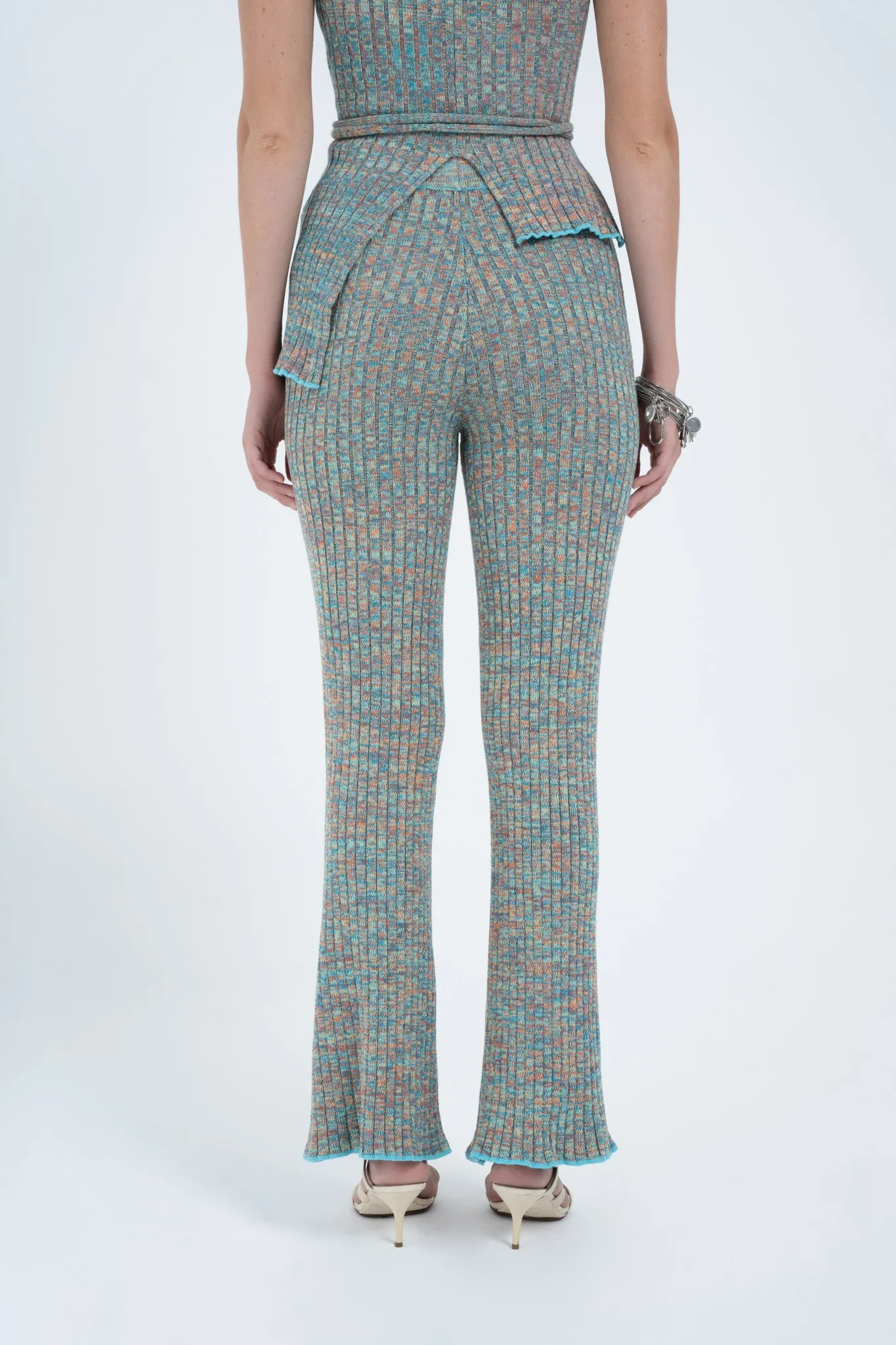 Rib Knit Pant in Blue