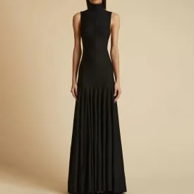 Solid Patchwork Folds Slimming Dress For Women Stand Cllar Sleeveless Backless Temperament Dresses Female Fashion Clothes